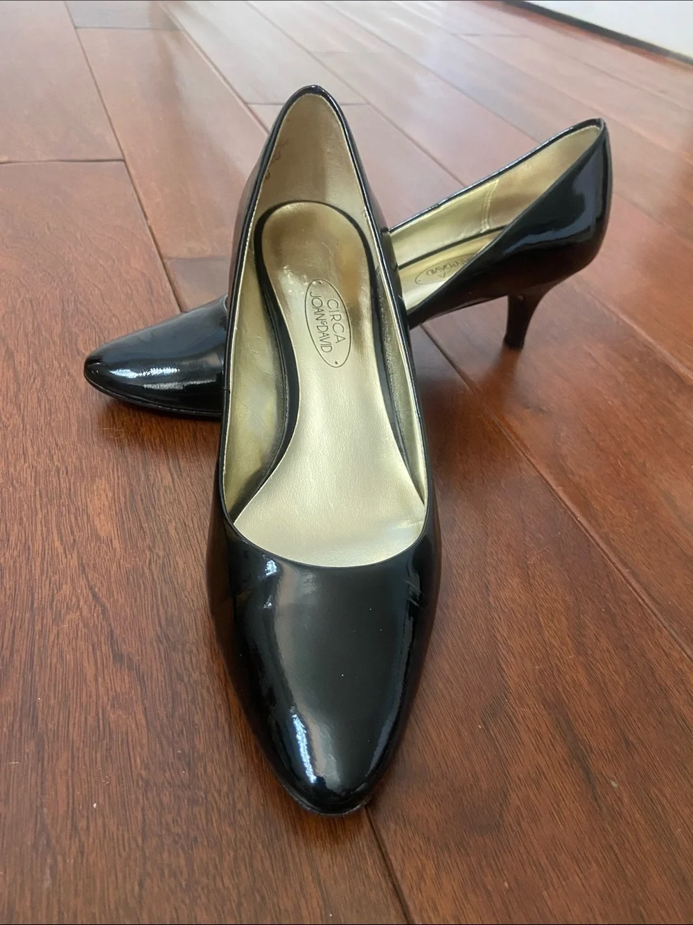 Joan & David Black Patent Pointed-Toe Pumps